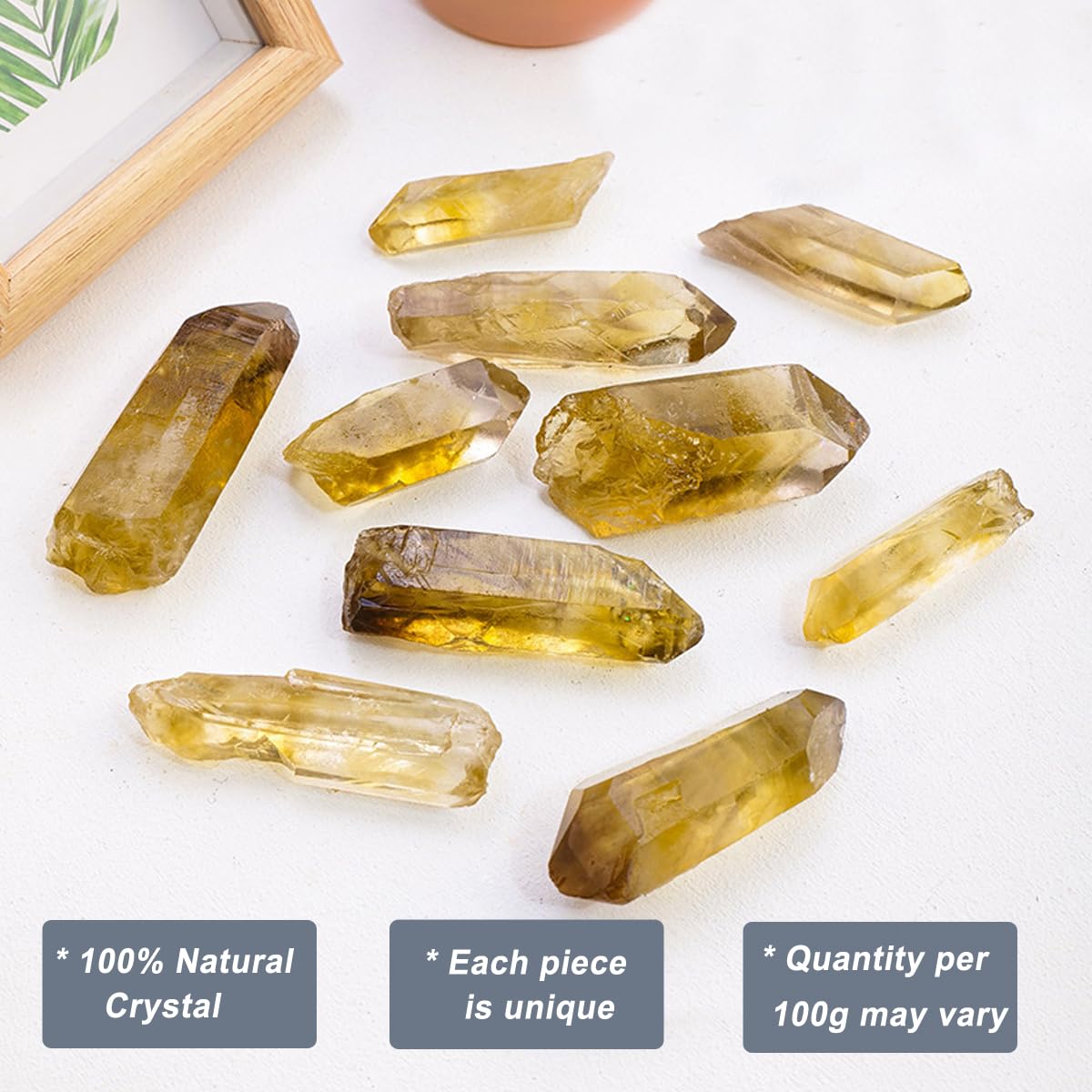 Erliway quartz smoky citrine brut, longueur 4 à 10 cm prêt pour méditation.