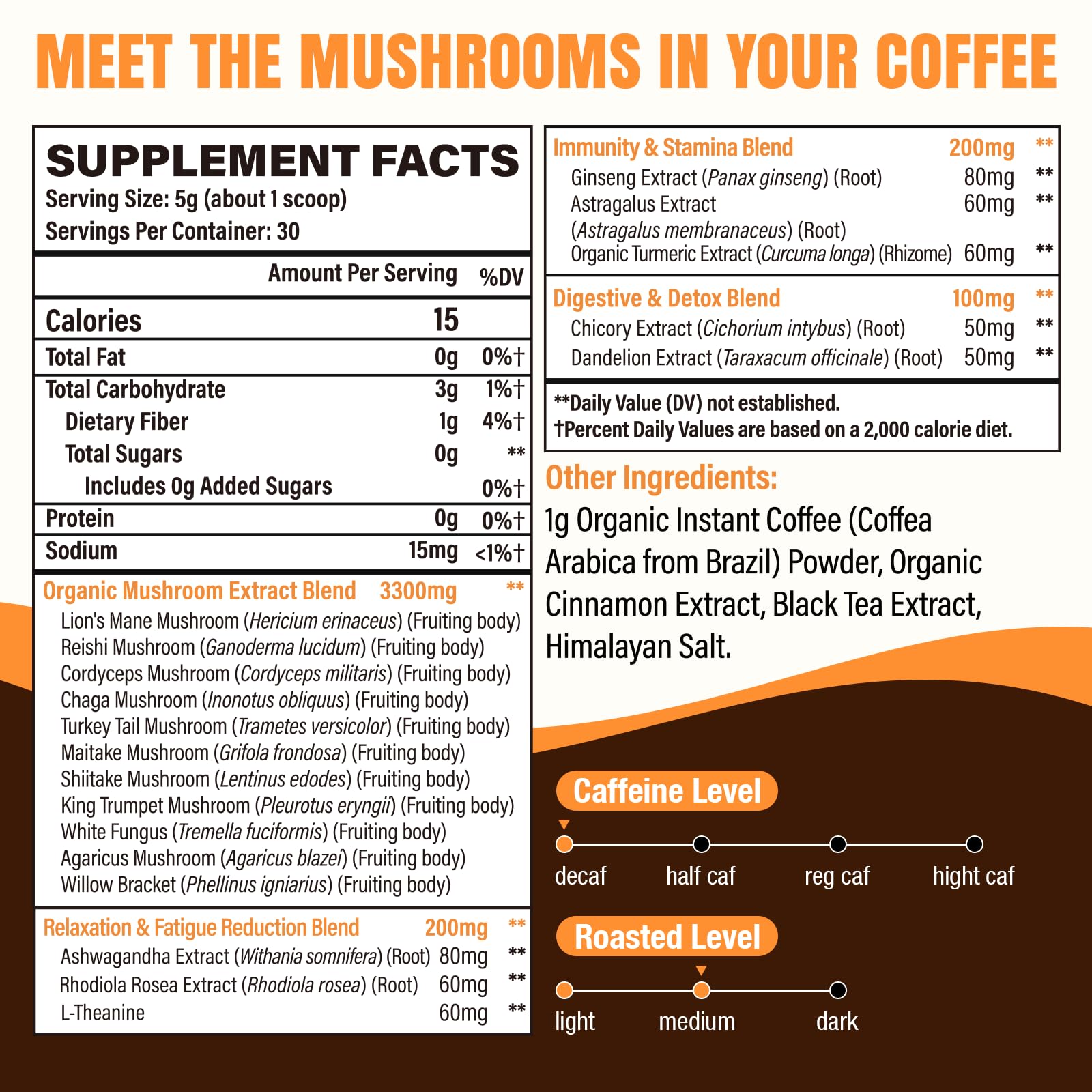 Esowbe Mushroom Coffee, ingrédients champignons organiques et mélange équilibré