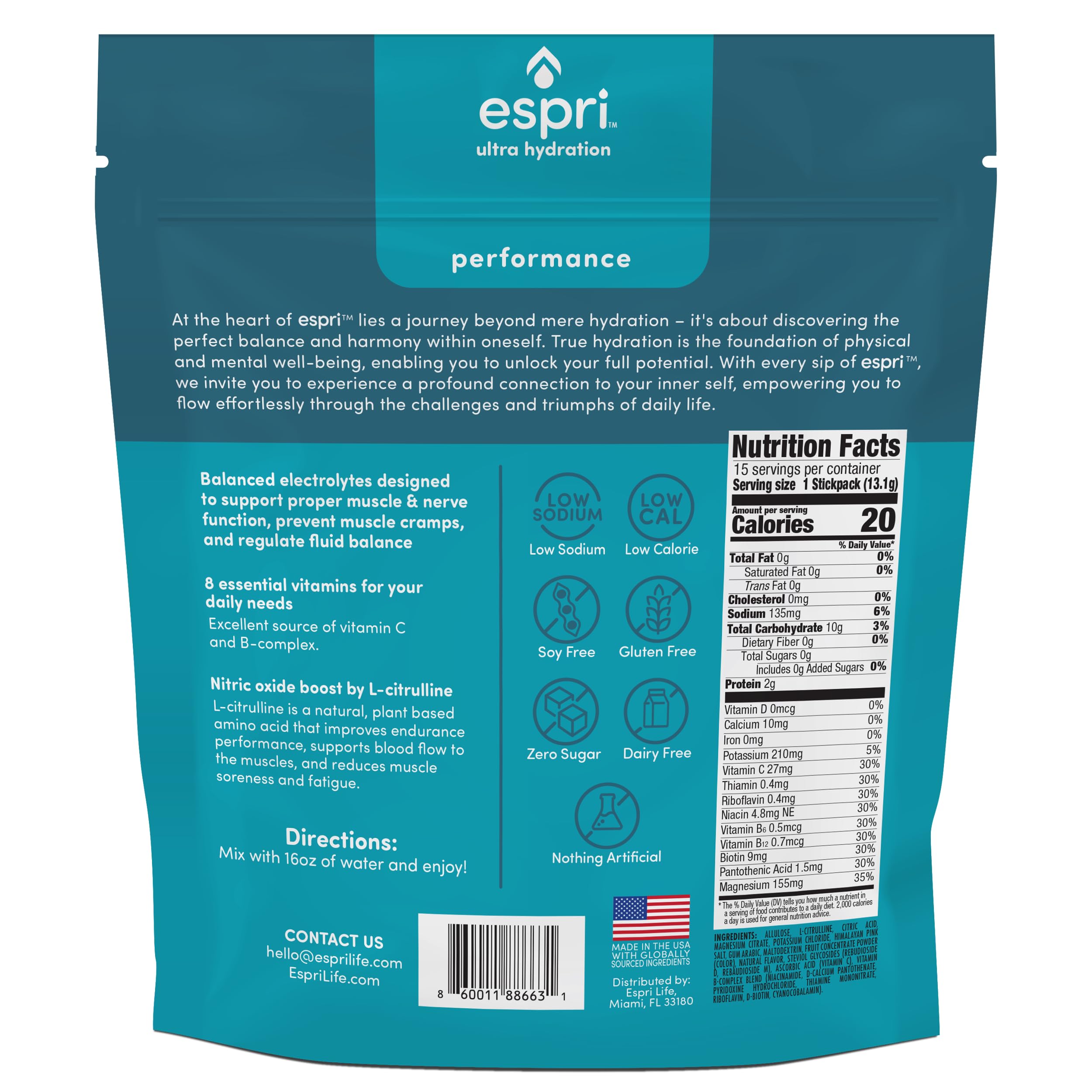 ESPRI sachets électrolytiques Watermelon faciles à utiliser pour hydratation rapide