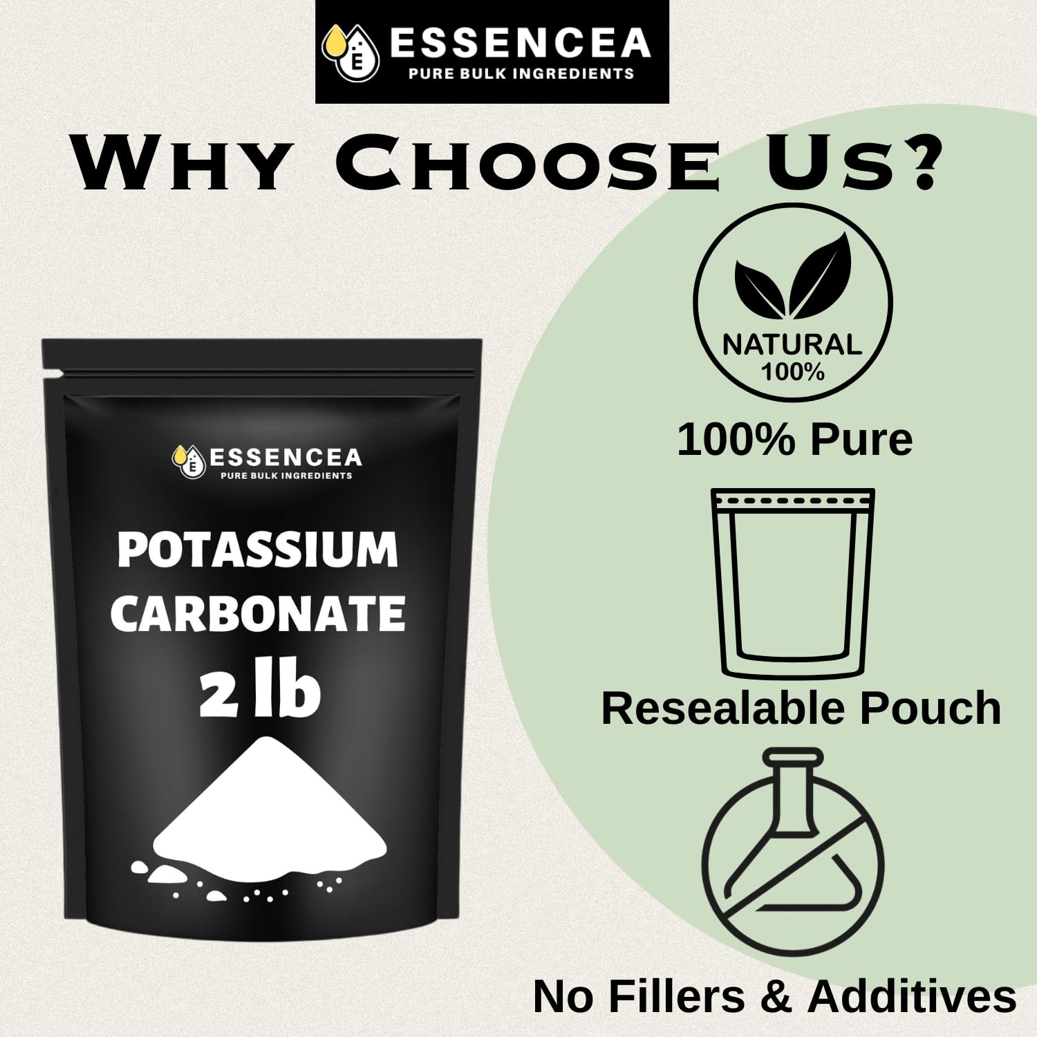 Apport de potassium pour plantes et compléments avec Essencea carbonate de potassium.