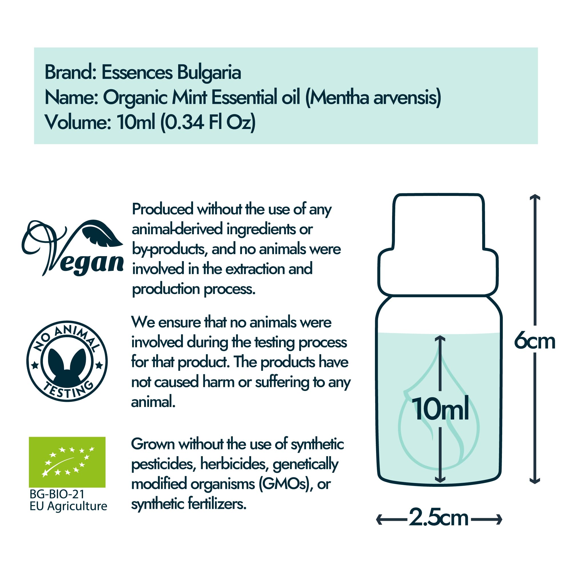 Essences Bulgaria application huile Mentha arvensis sur peau pour massage frais.