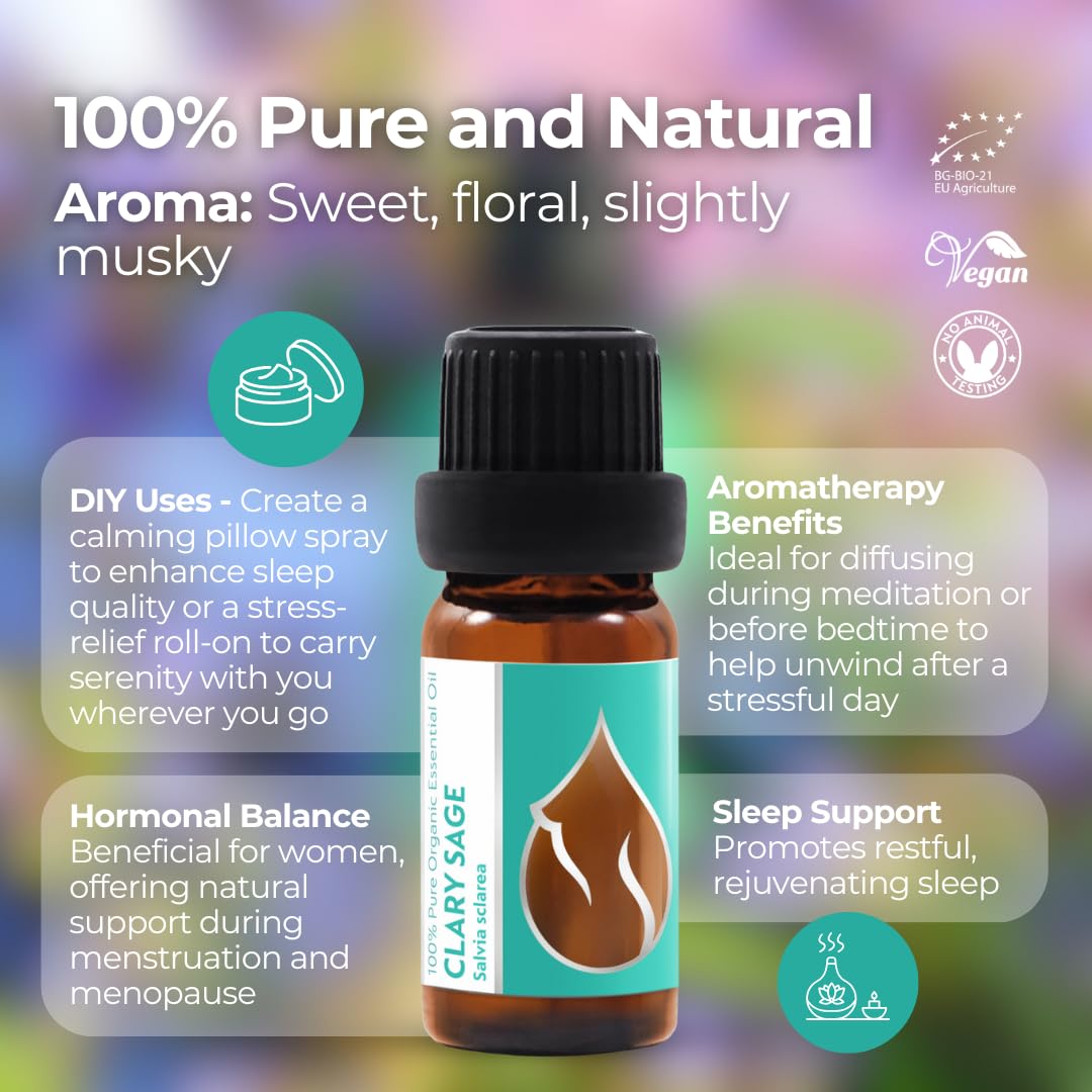 Essences Bulgaria sauge sclarée bio certifiée, parfume naturellement votre espace.