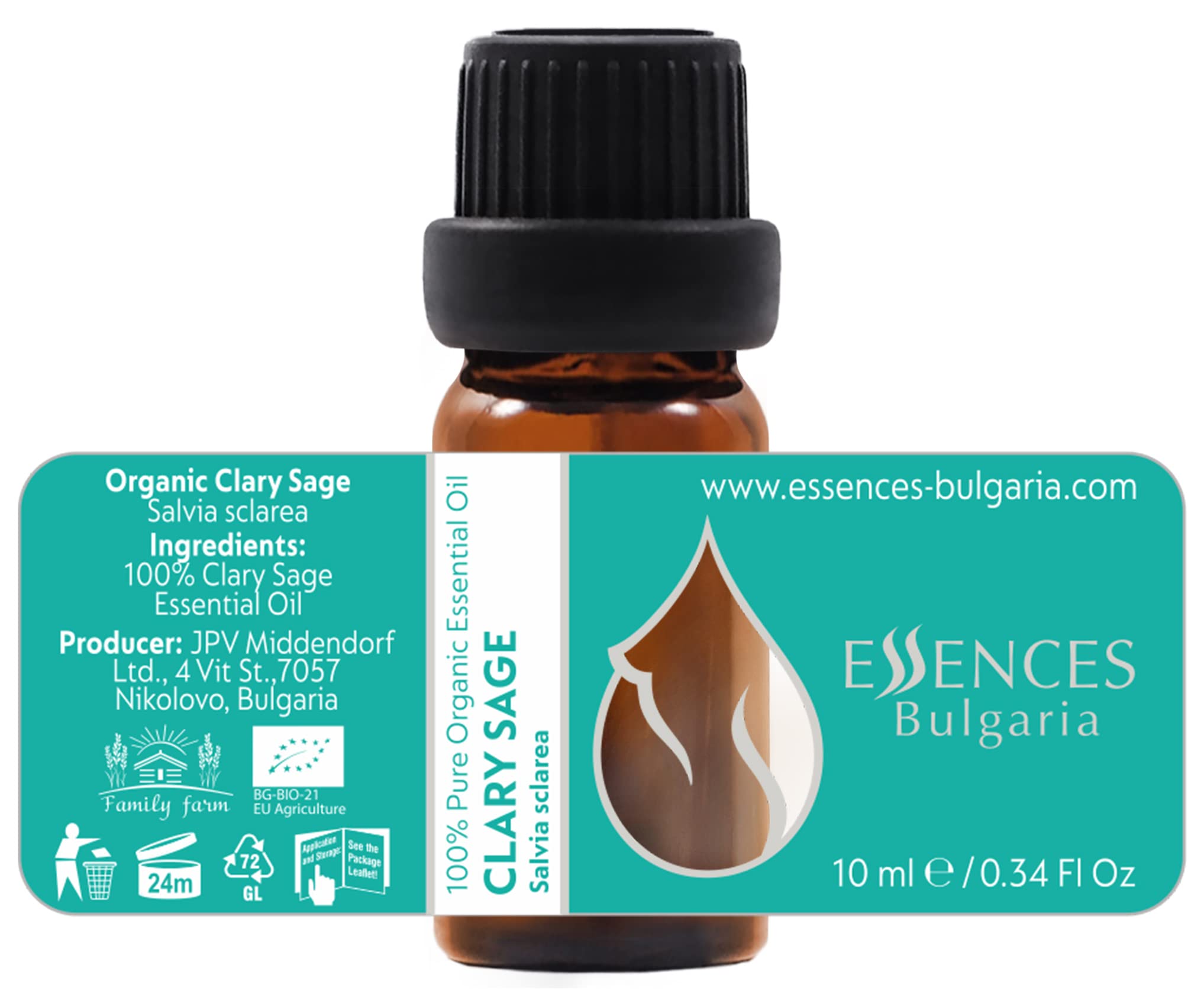 Essences Bulgaria diffuseur avec sauge sclarée pour ambiance parfumée douce.