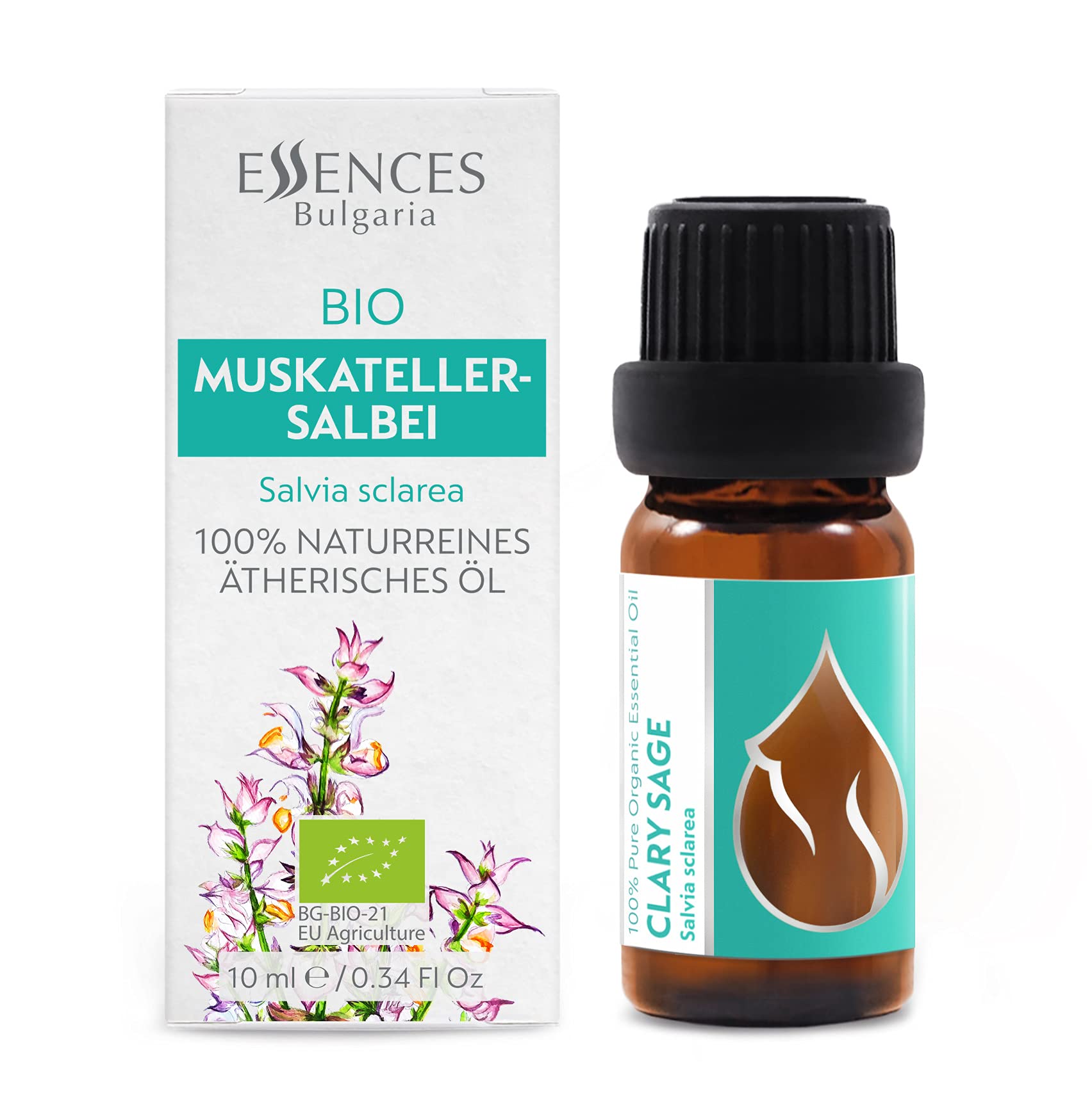 Essences Bulgaria flacon gouttes sauge sclarée pour usage quotidien en inhalation.