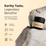 Pot UV protégé par Essencraft Shilajit pour préserver fraîcheur.