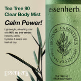 ESSENHERB Tea Tree 90 Clear Body Mist — Pulvérisateur 360, accès facile sur tout le corps.