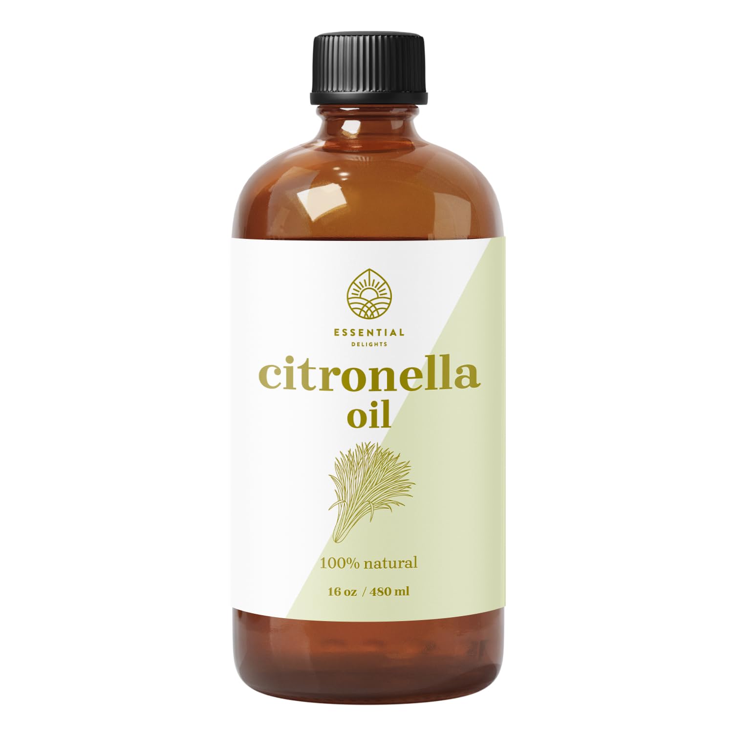 Essentiel Delights Citronnelle - bouteille d'huile, parfum frais et usage aromathérapeutique.