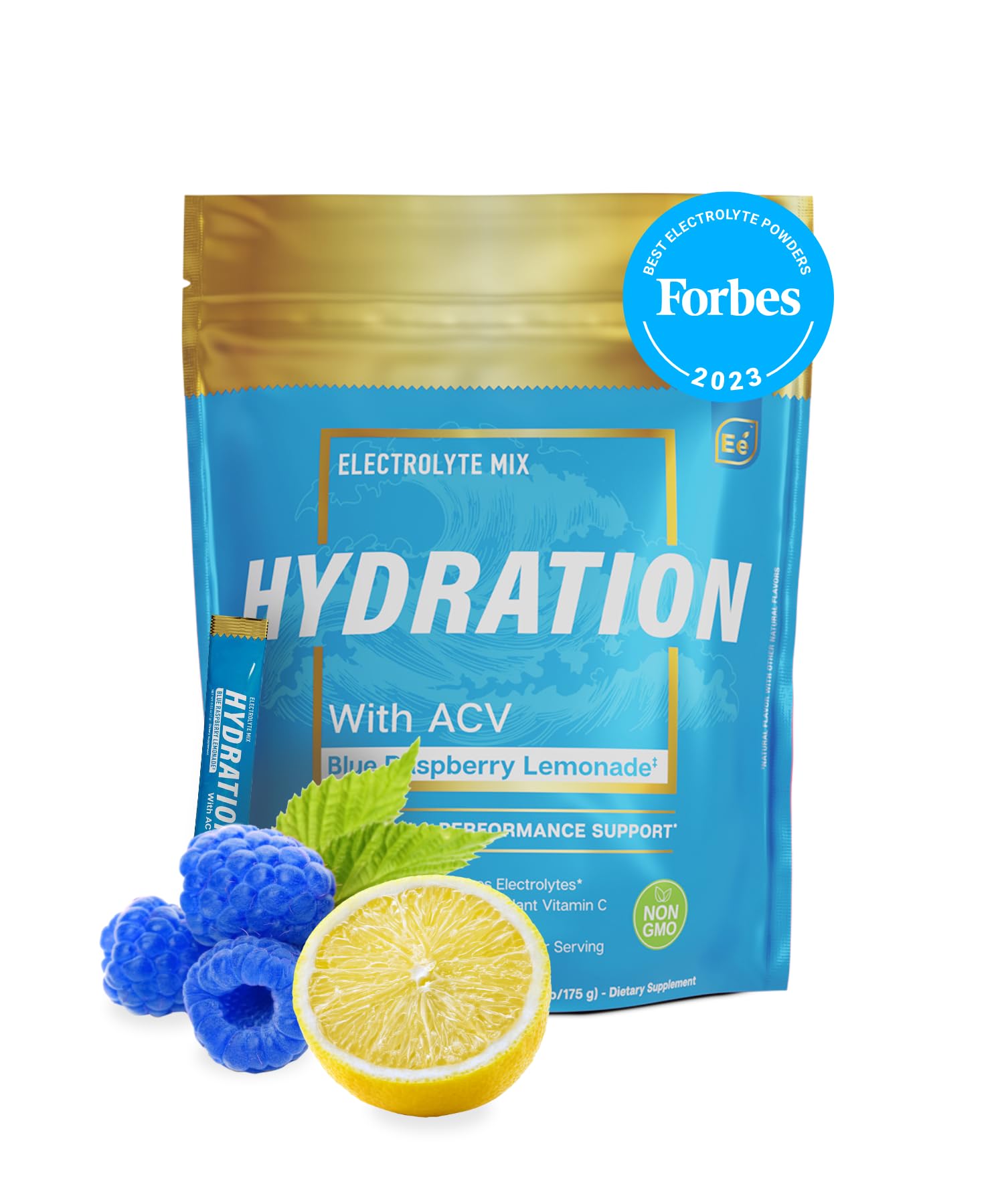 Essential Elements Hydration Packets framboise bleue, hydratation rapide sans sucre pour le sport.
