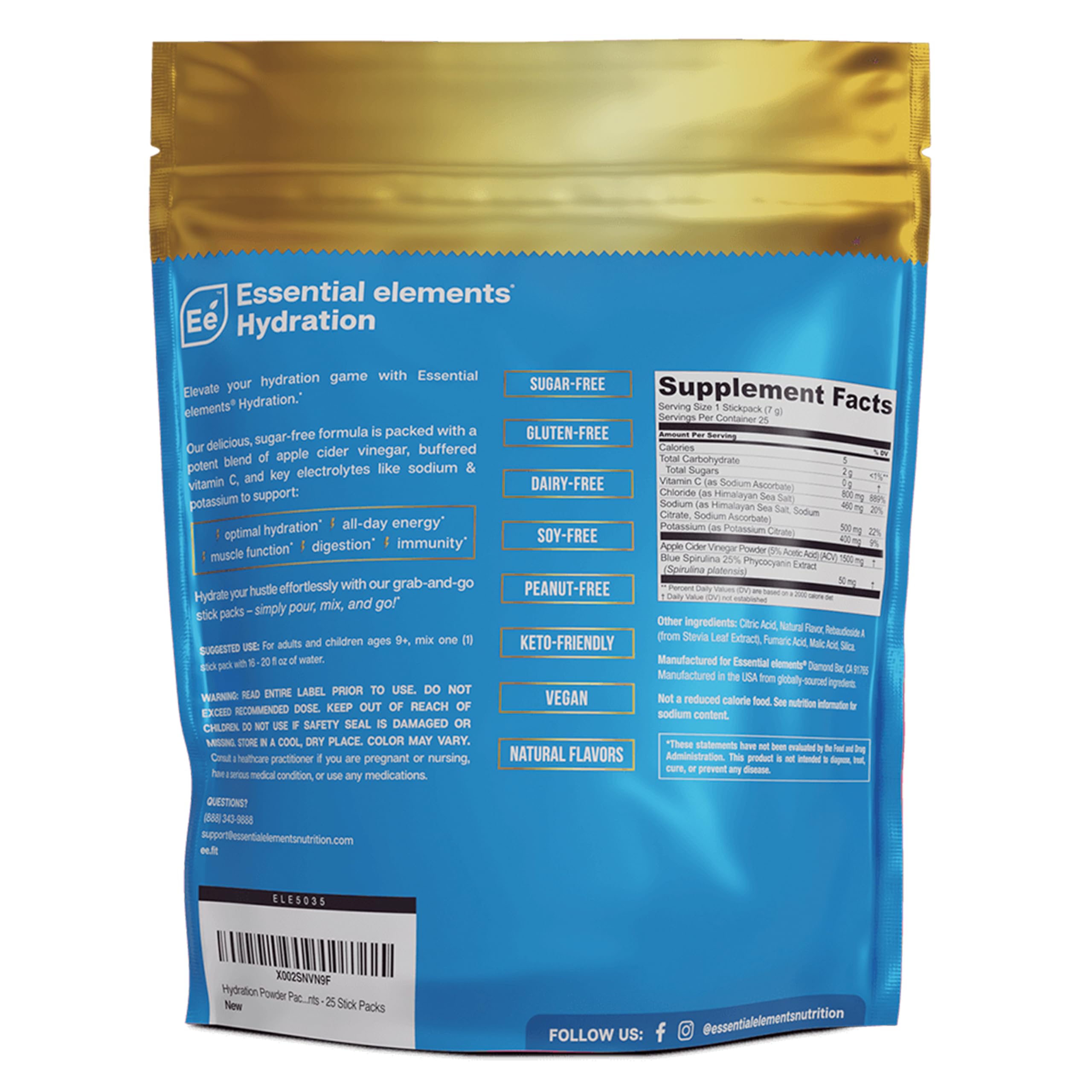 Essential Elements Hydration Packets goût fruits, trois saveurs pour varier les plaisirs.