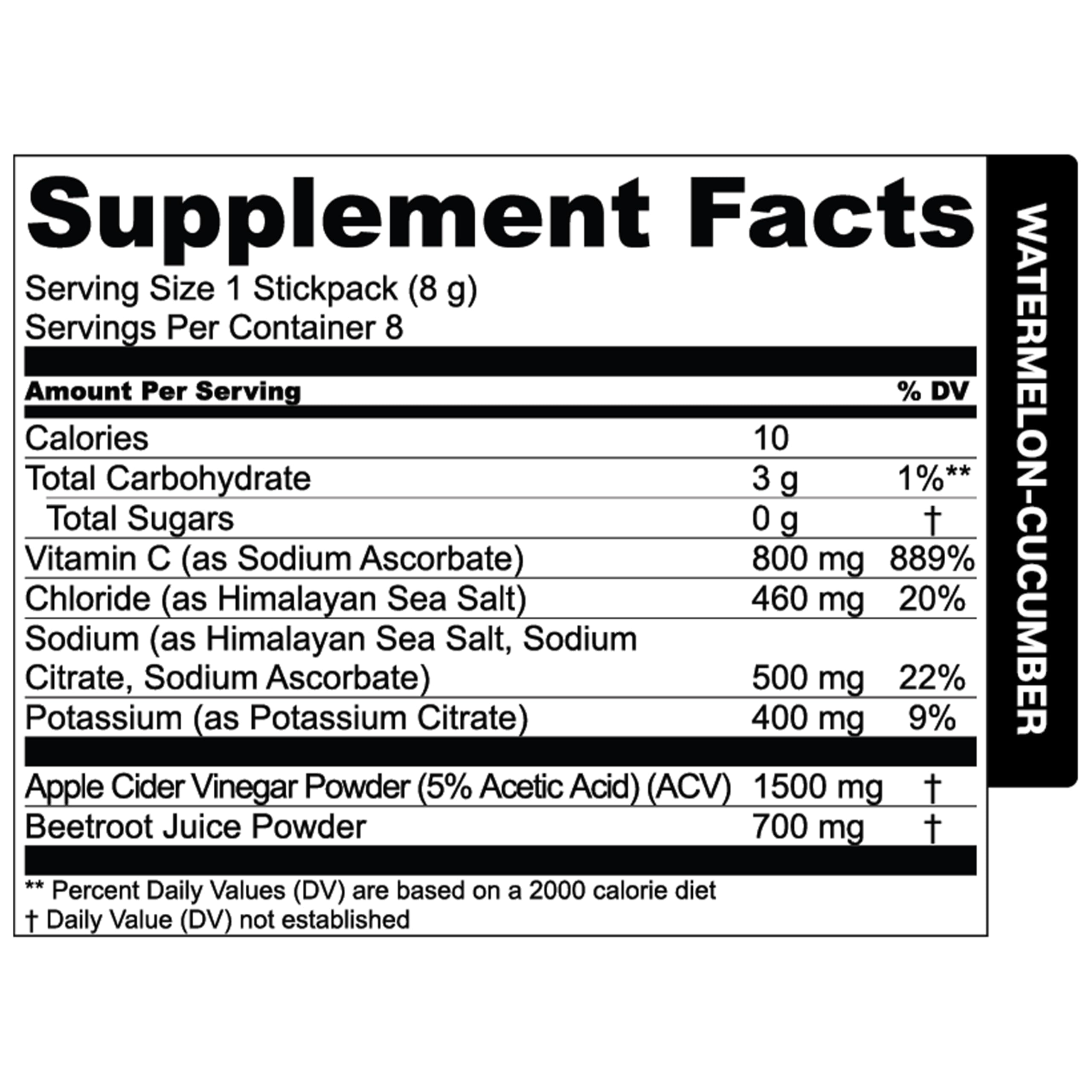 Essential Elements Hydration Packets Sugar-Free Label: étiquette indiquant sans sucre.
