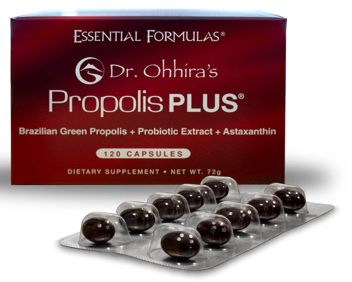 Essential Formulas Propolis Plus sur la bouteille avant ouverture, pratique pour démarrer une routine bien-être.