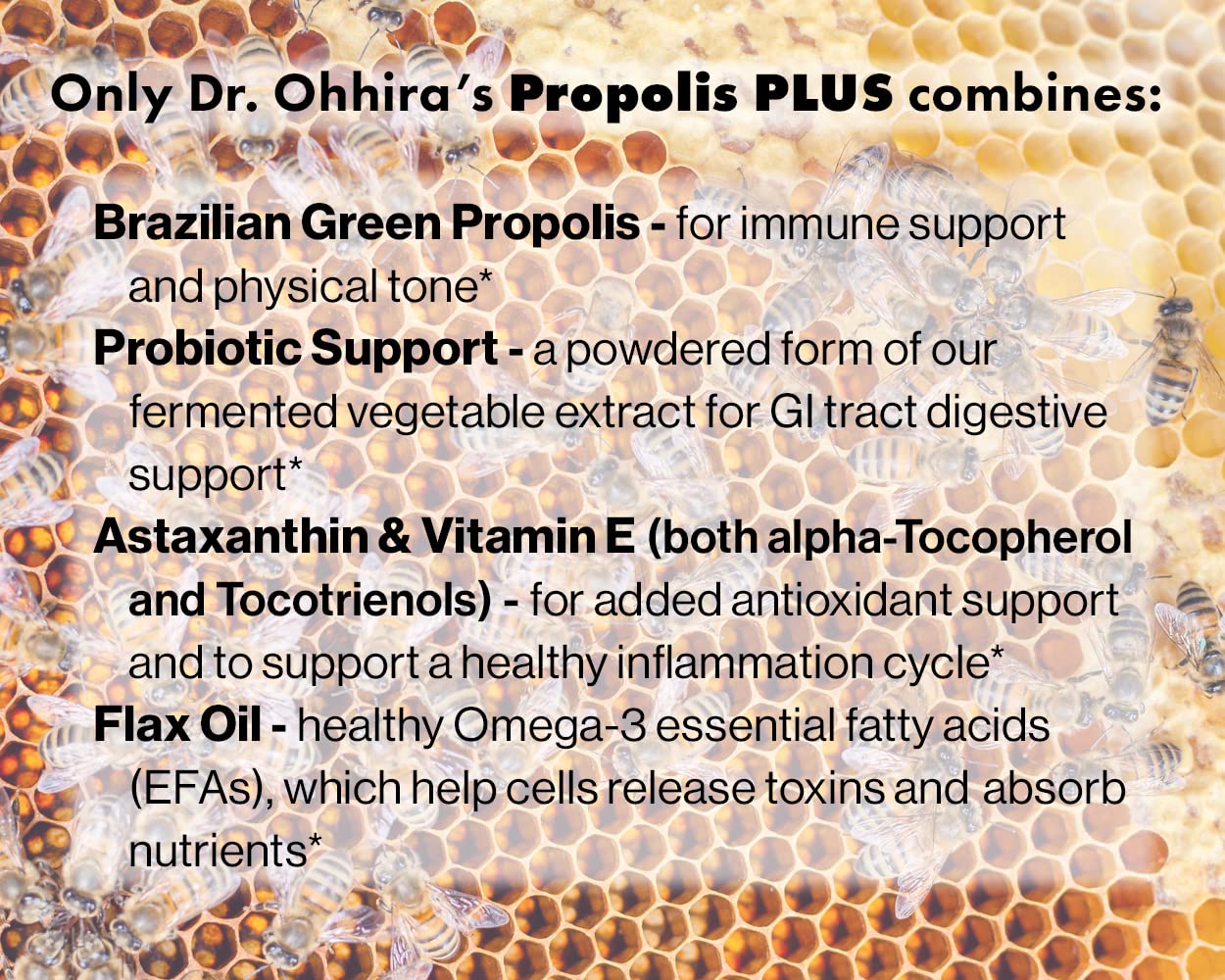 Essential Formulas Propolis Plus extrait fermenté de légumes, support probiotiques intégré.