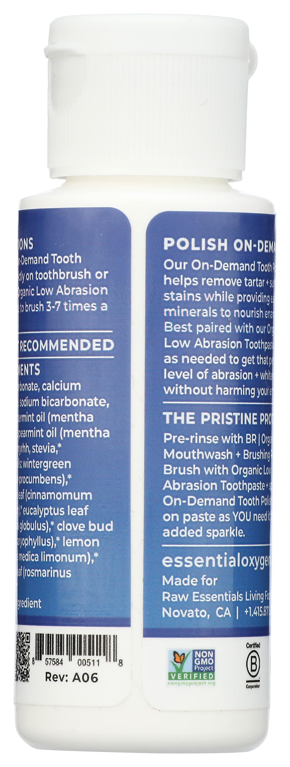 Essential Oxygen polissage dentaire menthe, texture crème pour application uniforme