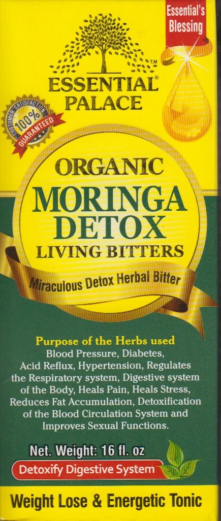 Essential Palace Moringa vivant, bouteille – arôme herbacé après le repas.