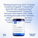 Absence d'ingrédients de remplissage Gut L-Glutamine, packaging et visuel clair.