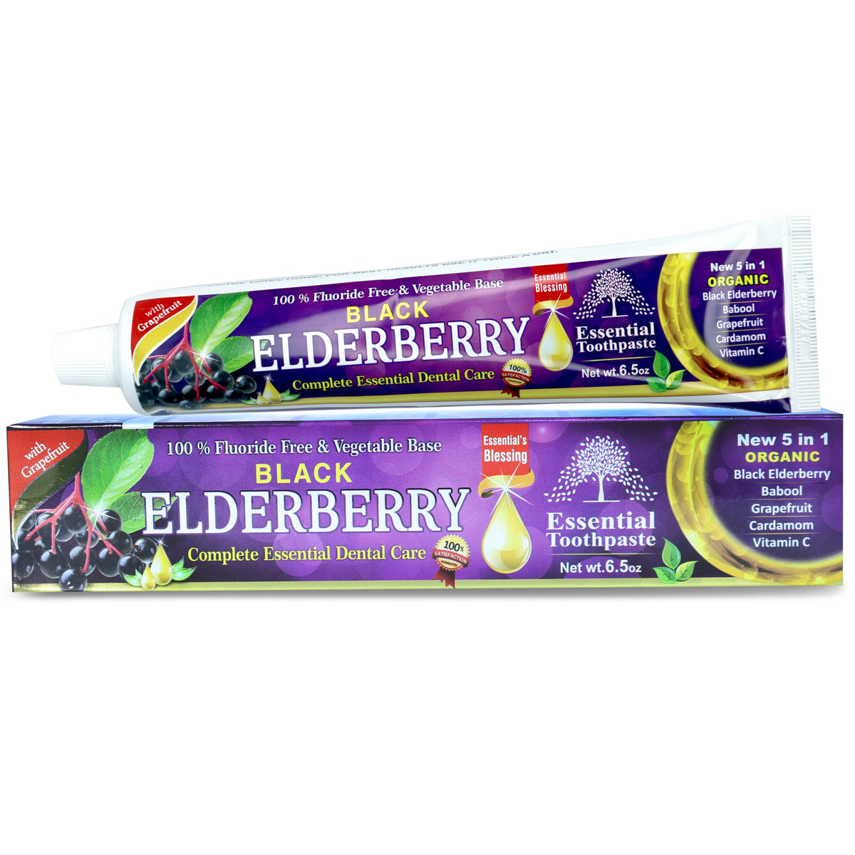 Dentifrice ESSENTIAL TOOTHPASTE au sureau noir, offre une fraîcheur naturelle sans fluor au quotidien.