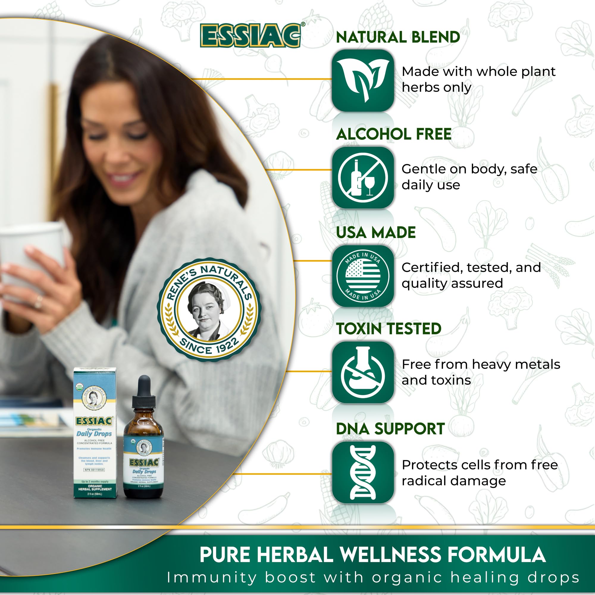 Flacon Essiac 59 ml – formulation biologique et sans alcool.