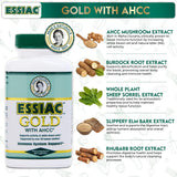 Étiquette Essiac Gold AHCC — informations claires pour un usage responsable.