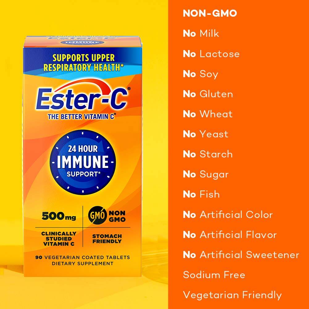 Ester-C tablettes 500 mg, gros plan sur la texture et l'utilisation quotidienne.