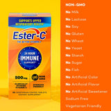 Ester-C tablettes 500 mg, gros plan sur la texture et l'utilisation quotidienne.