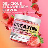 Texture douce des gommes créatine eterlower fraise sans résidu.