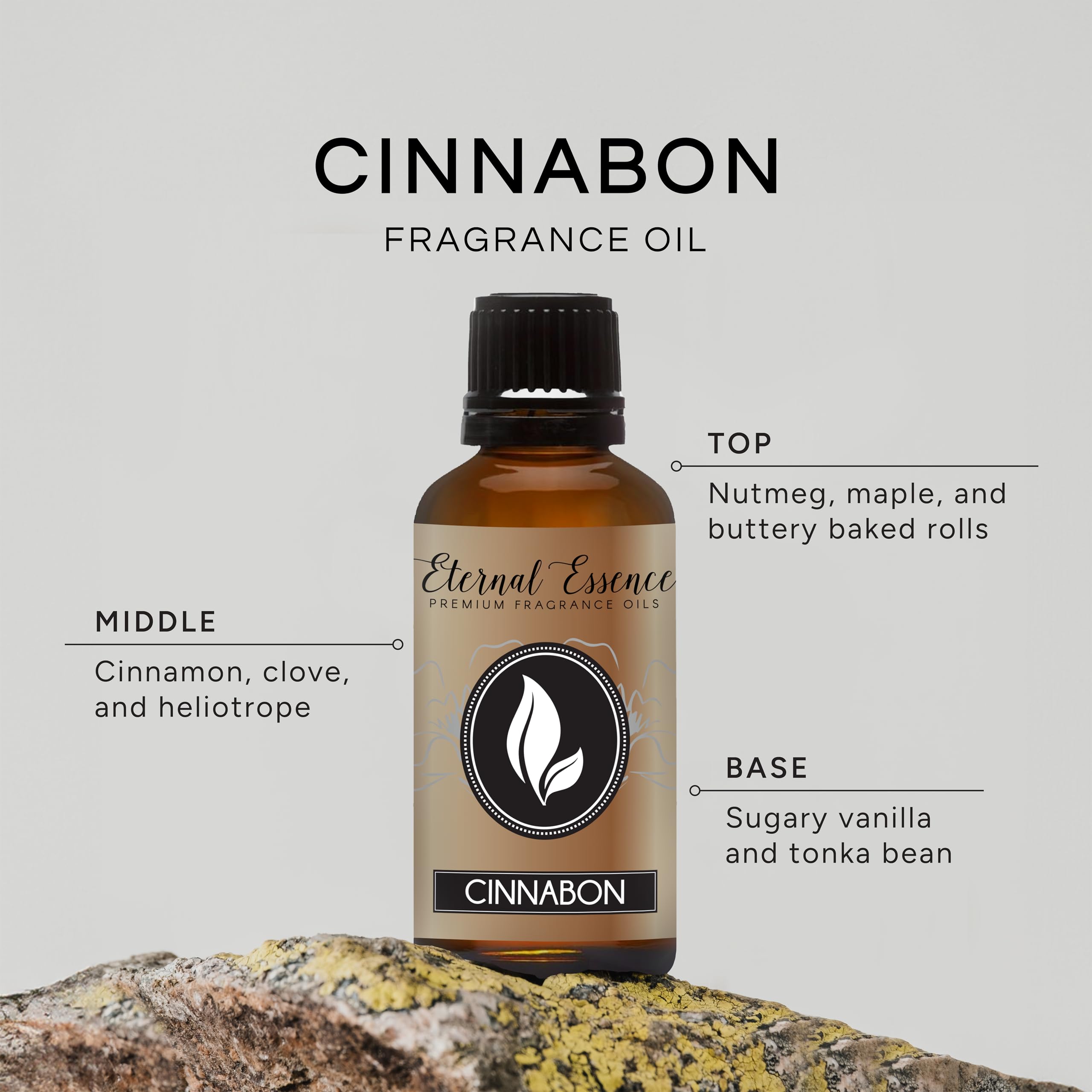 Le cap noir rainuré permet un dosage précis lors de créations avec Eternal Essence Oils Cinnabon
