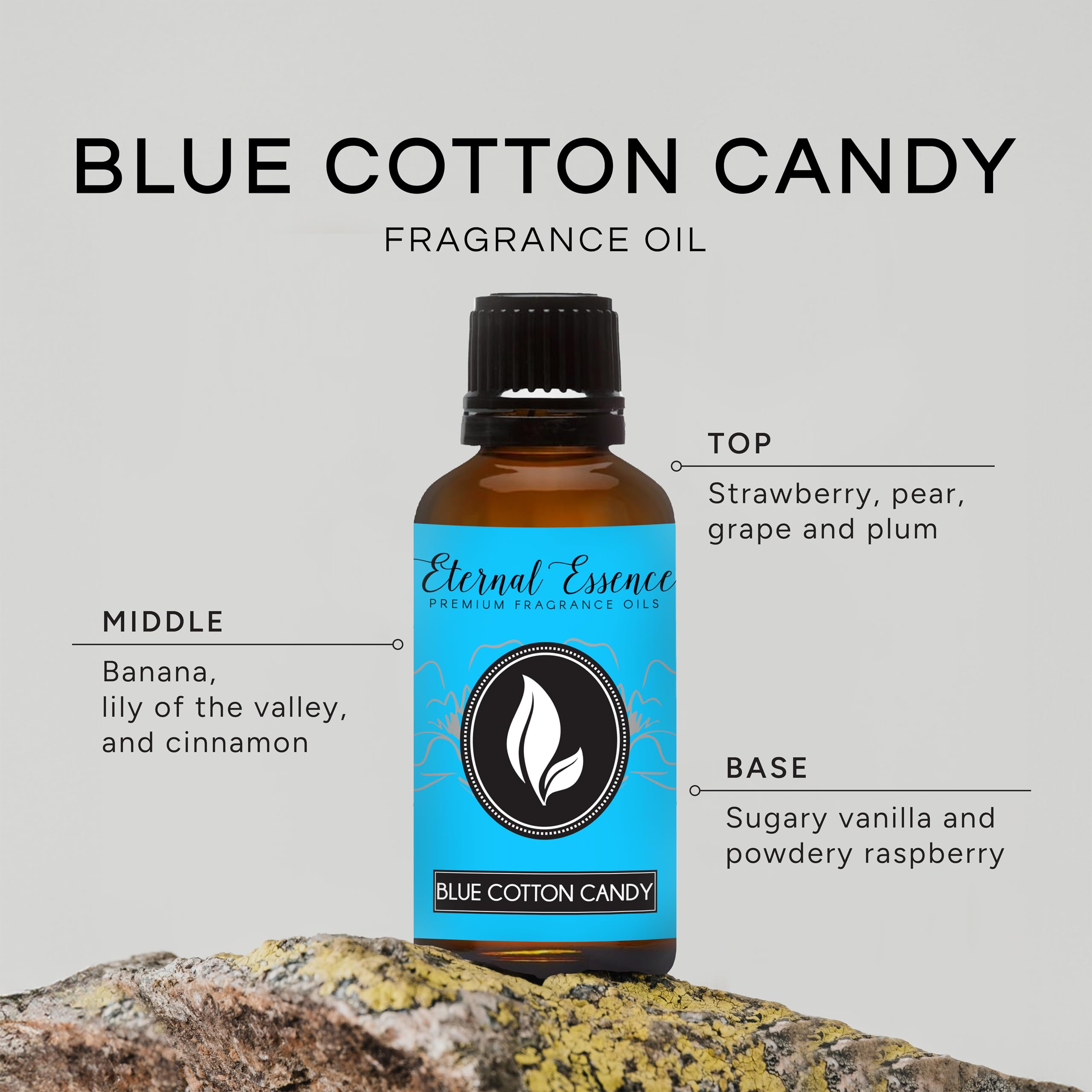 Barbe à papa bleue d’Eternal Essence Oils, pipette doseuse pour dosage précis.