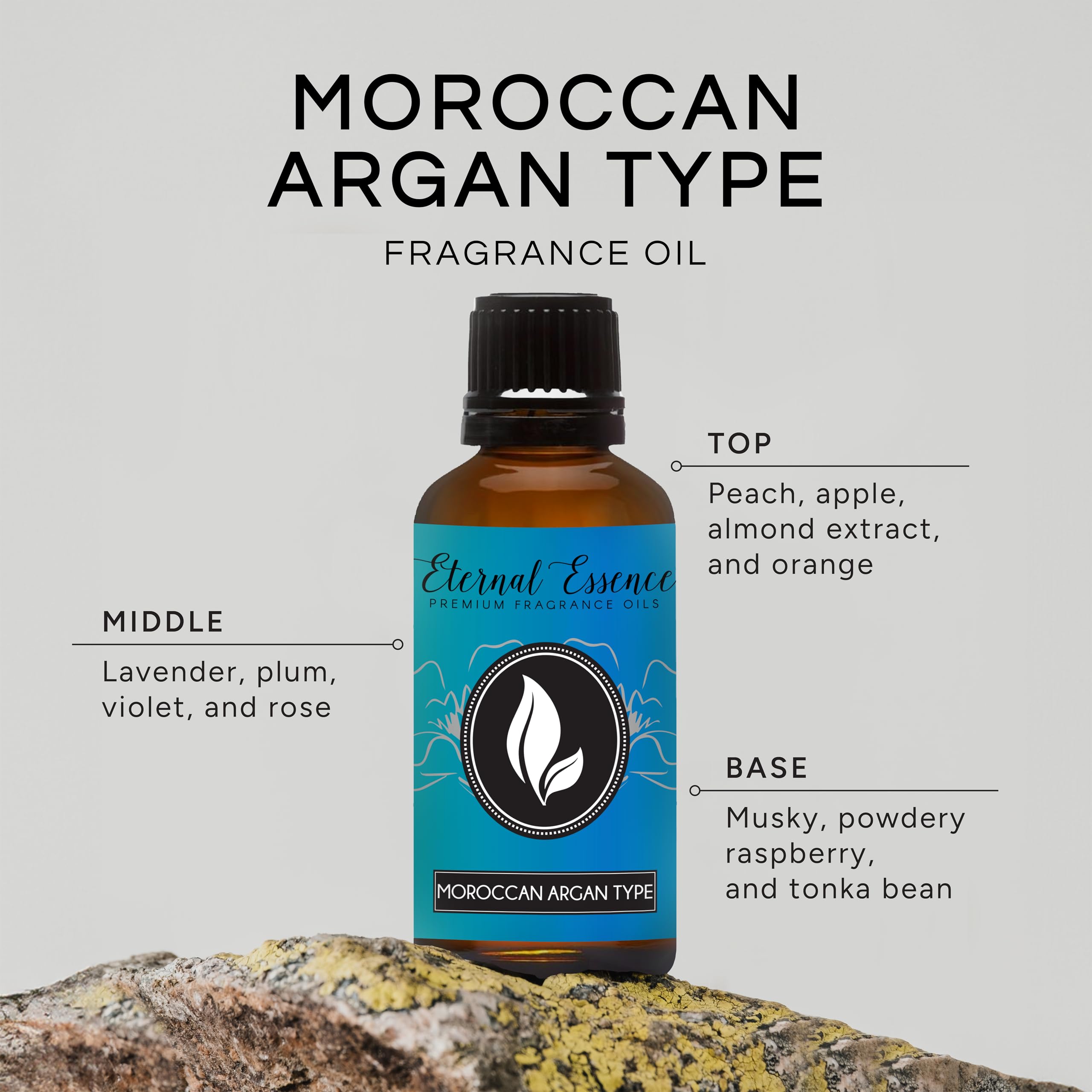 Cap noir et goutteur Eternal Essence Oils facilitant le dosage précis.