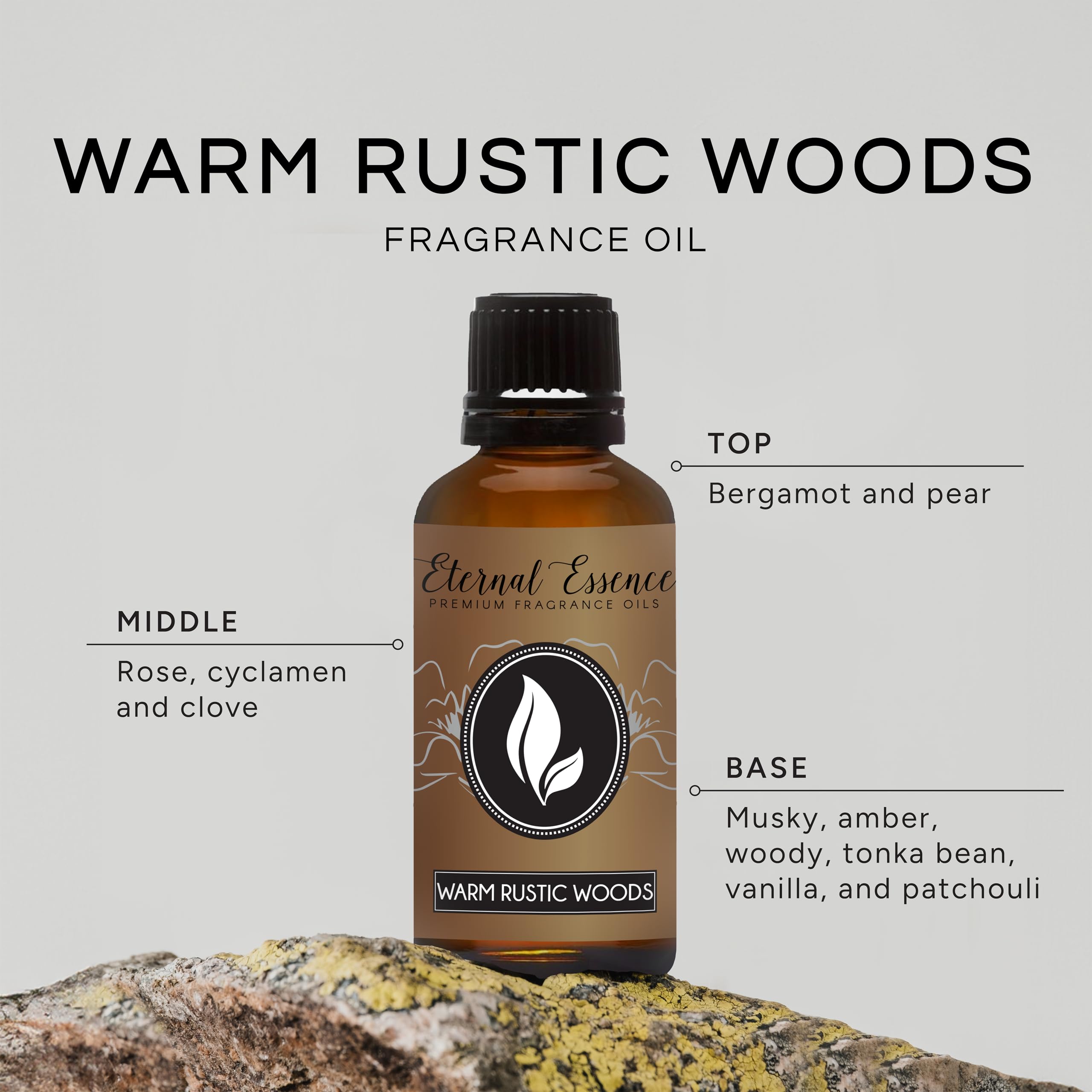 Eternal Essence Oils Warm Rustic Woods, capuchon noir facilitant le dosage dans vos créations.