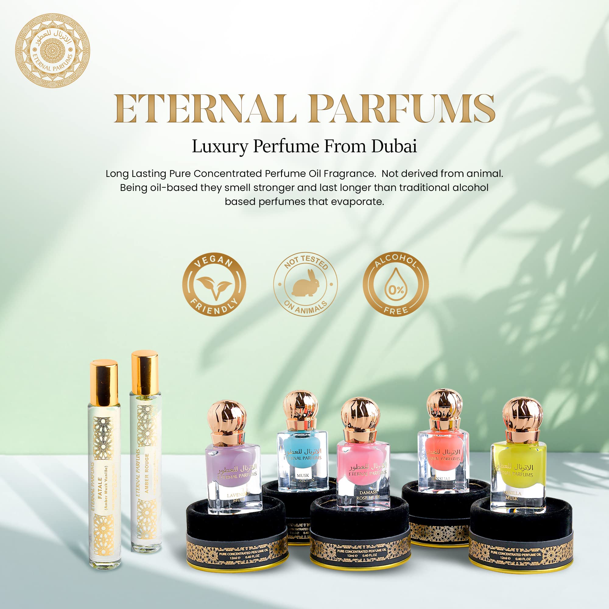 Eternal Parfums: sillage durable sans alcool, expérience parfumée durable.