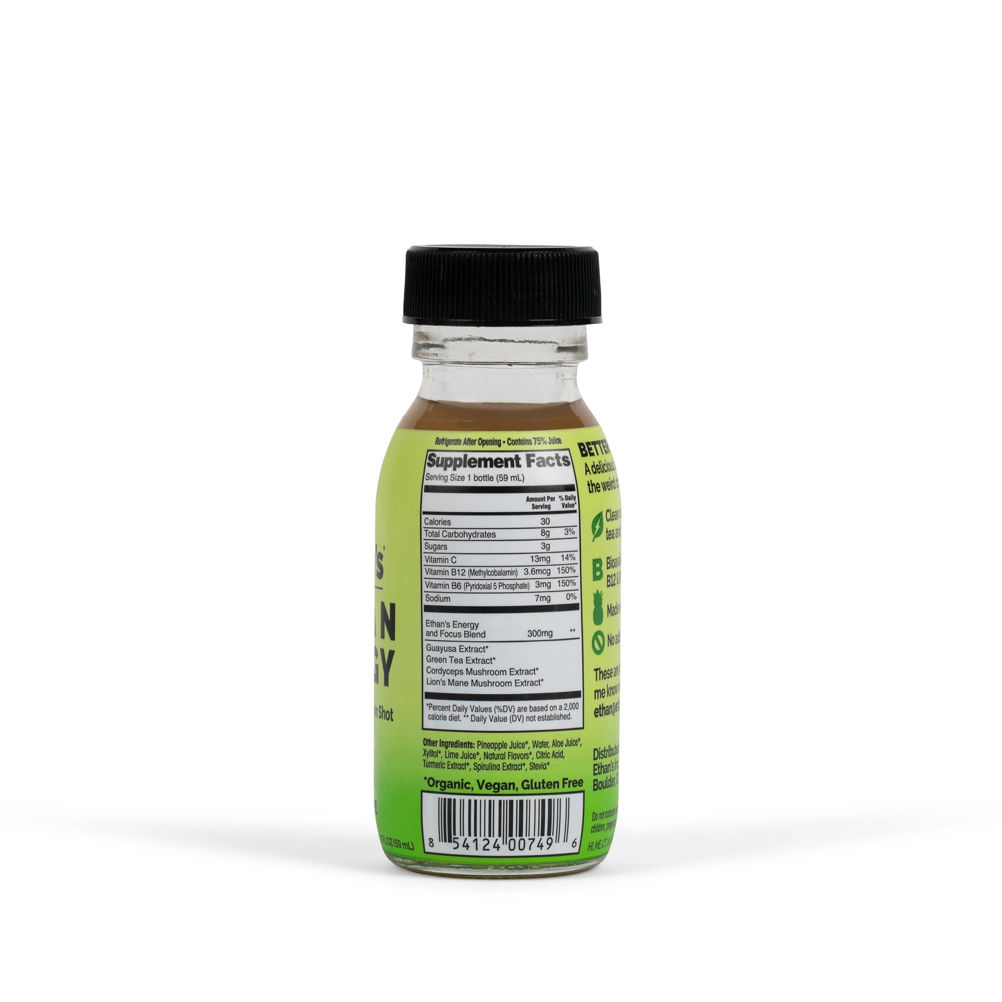 Dose de 60 ml pratique pour énergie en déplacement sans réfrigération