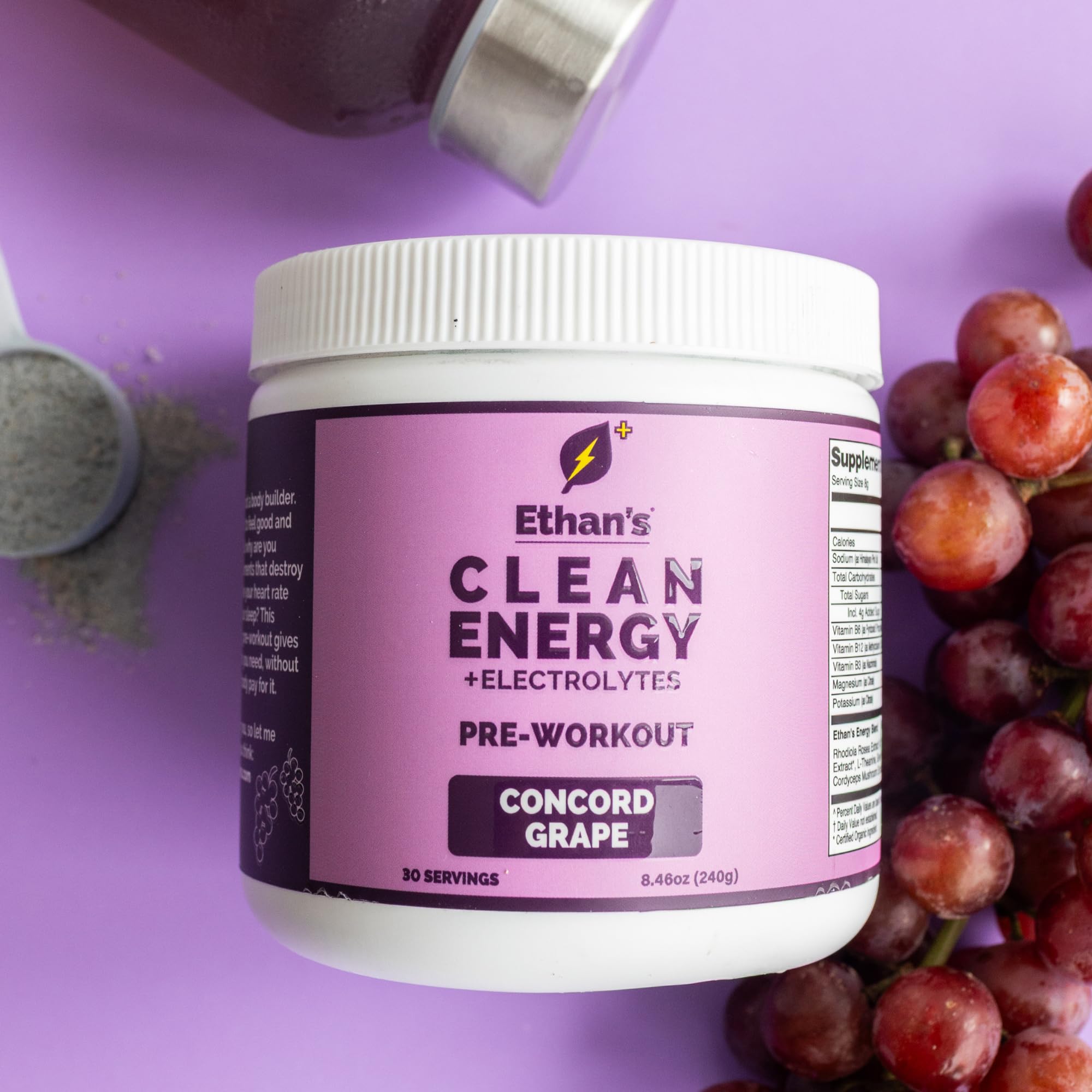 Ethan's Feel Good boisson Concord Grape, mélange rafraîchissant pour hydratation optimale.