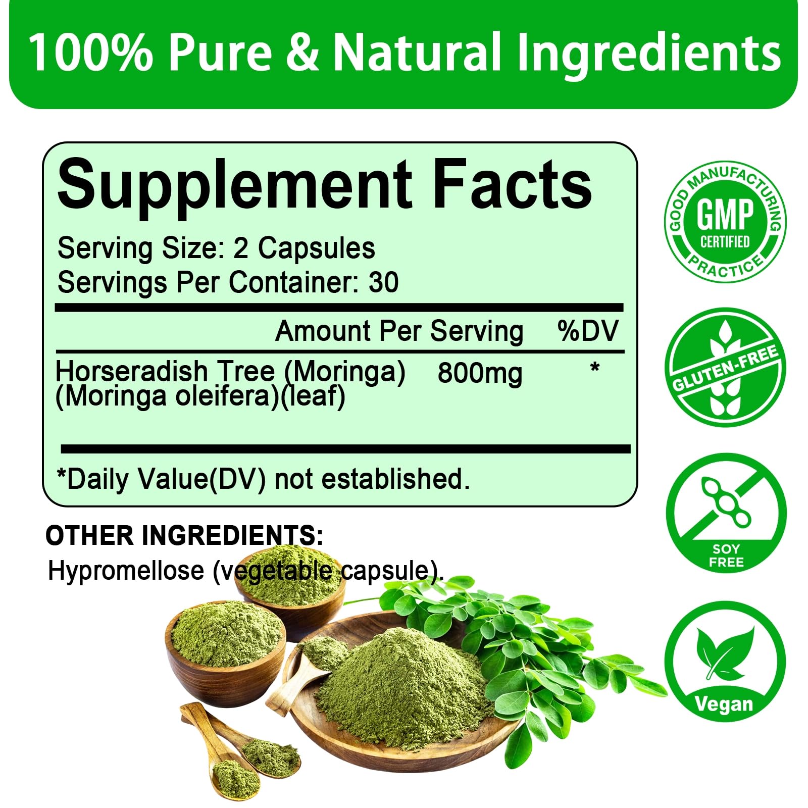 Etheray extrait-feuille moringa pur: source naturelle de minéraux et vitamines.