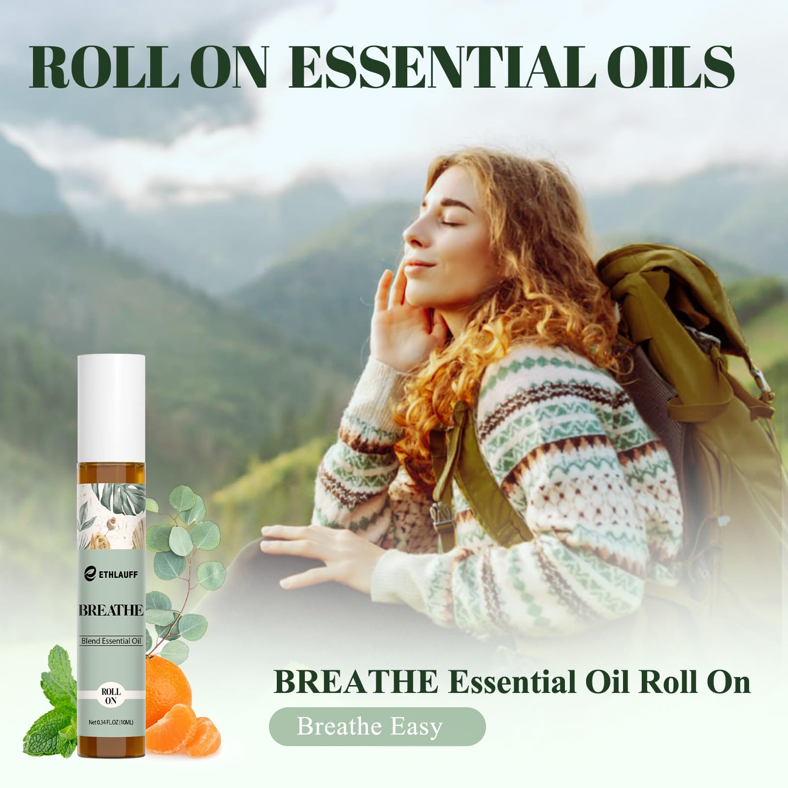 Ethlauff Breathe bouteille 10 ml menthe eucalyptus, stimulation rafraîchissante.