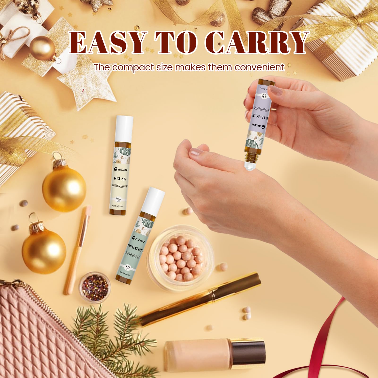 Ethlauff huile roll-on voyage pratique pour soins personnels où que vous soyez