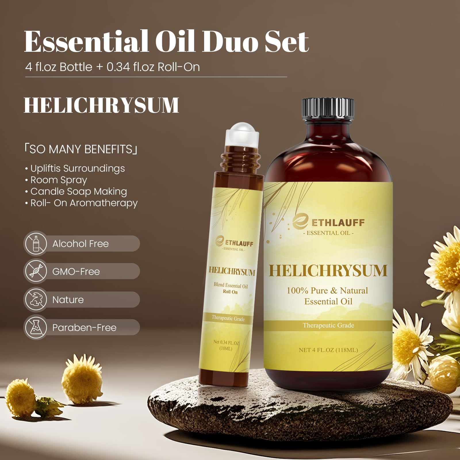 Ethlauff Hélichryse Roll-on 10 ml, application rapide sur les points pulsations.