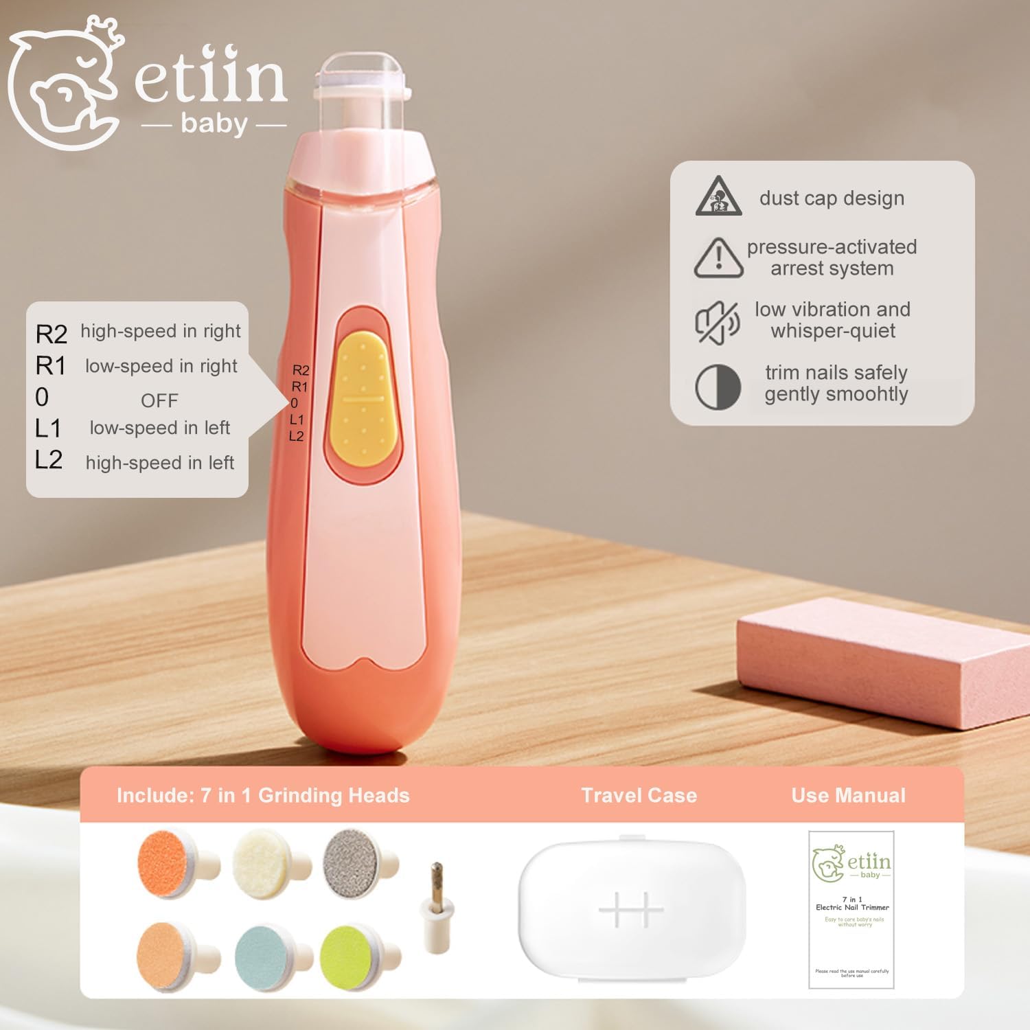 Étiin coupe-ongles bébé avec lumière LED frontale pour éclairer les ongles.