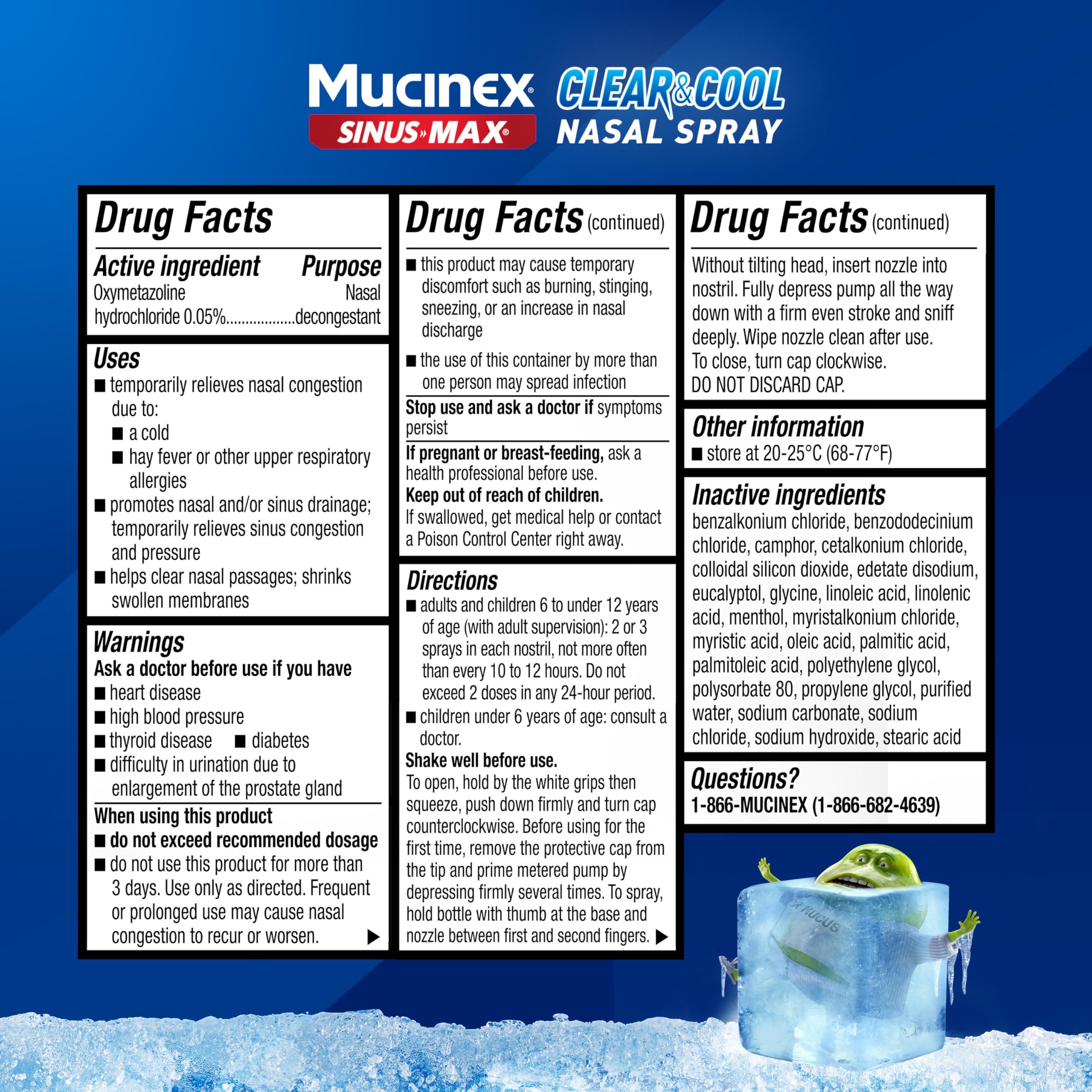 Étiquette du pack Mucinex affichant les indications d'utilisation.