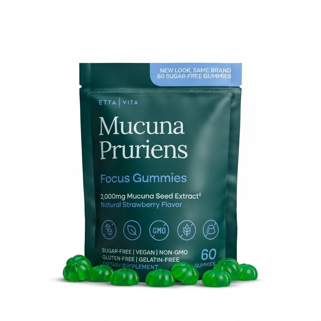 Gommes Etta Vita Dopamine avec Mucuna Pruriens, 2000 mg, soutien humeur et énergie naturelle.