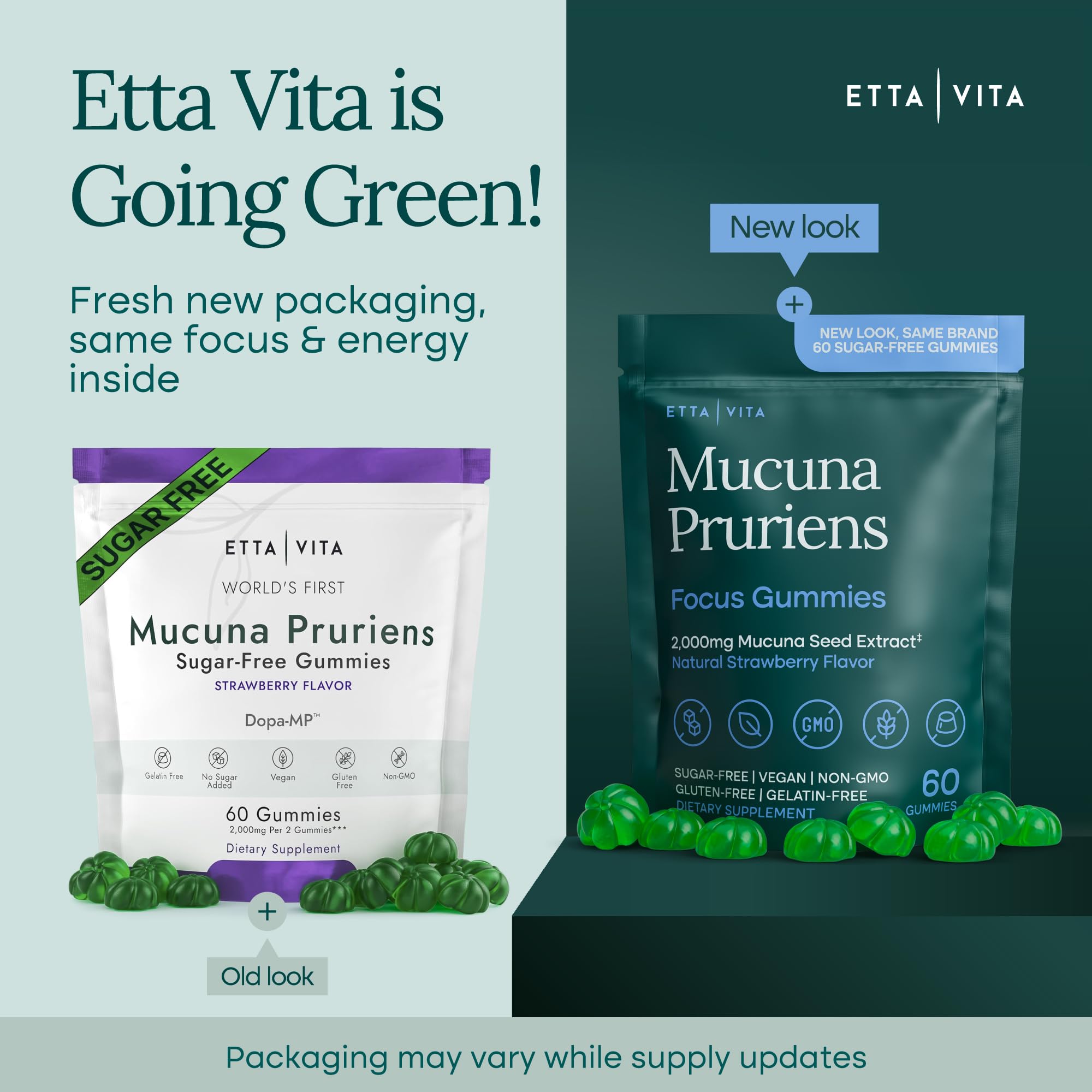Gommes sans sucre Etta Vita Mucuna Pruriens énergie et concentration dans votre routine.