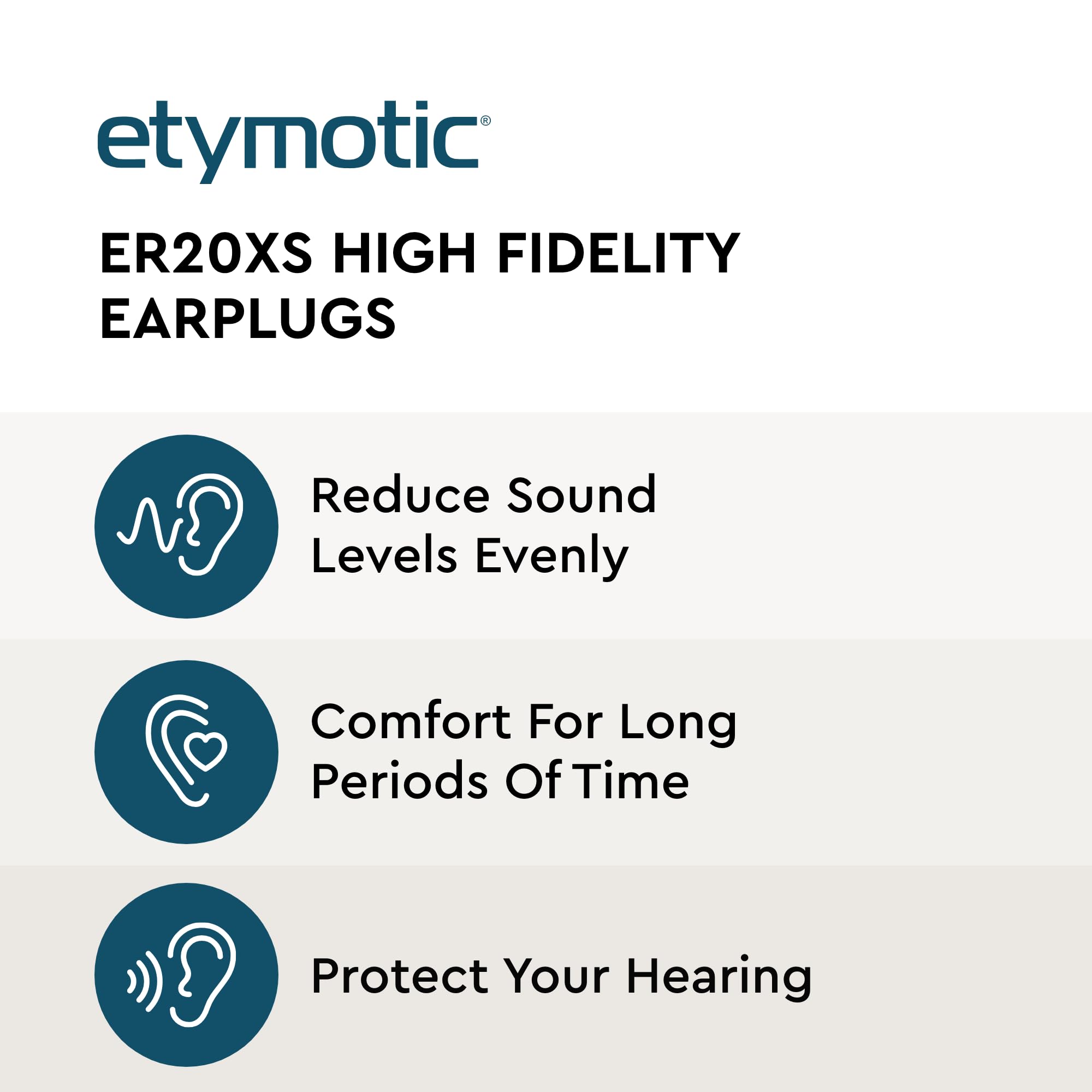 Embouts larges Etymotic ER20XS – ajustement confortable et étanchéité personnalisée.