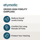 Embouts larges Etymotic ER20XS – ajustement confortable et étanchéité personnalisée.