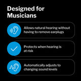MusicPro en mode protection active: réduction du bruit adaptée aux concerts.