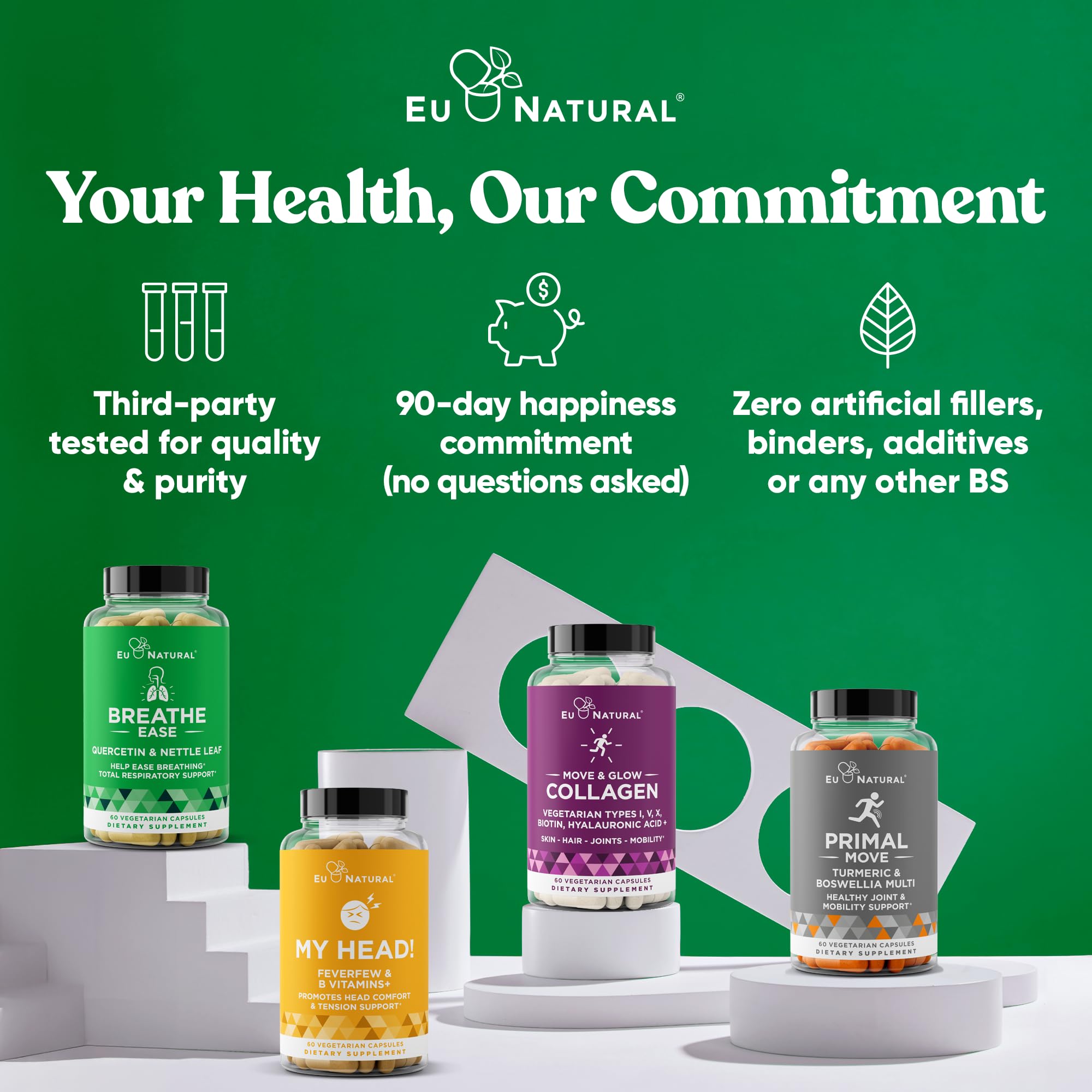 Capsules végétariennes faciles à avaler, sans gluten ni artificiels.