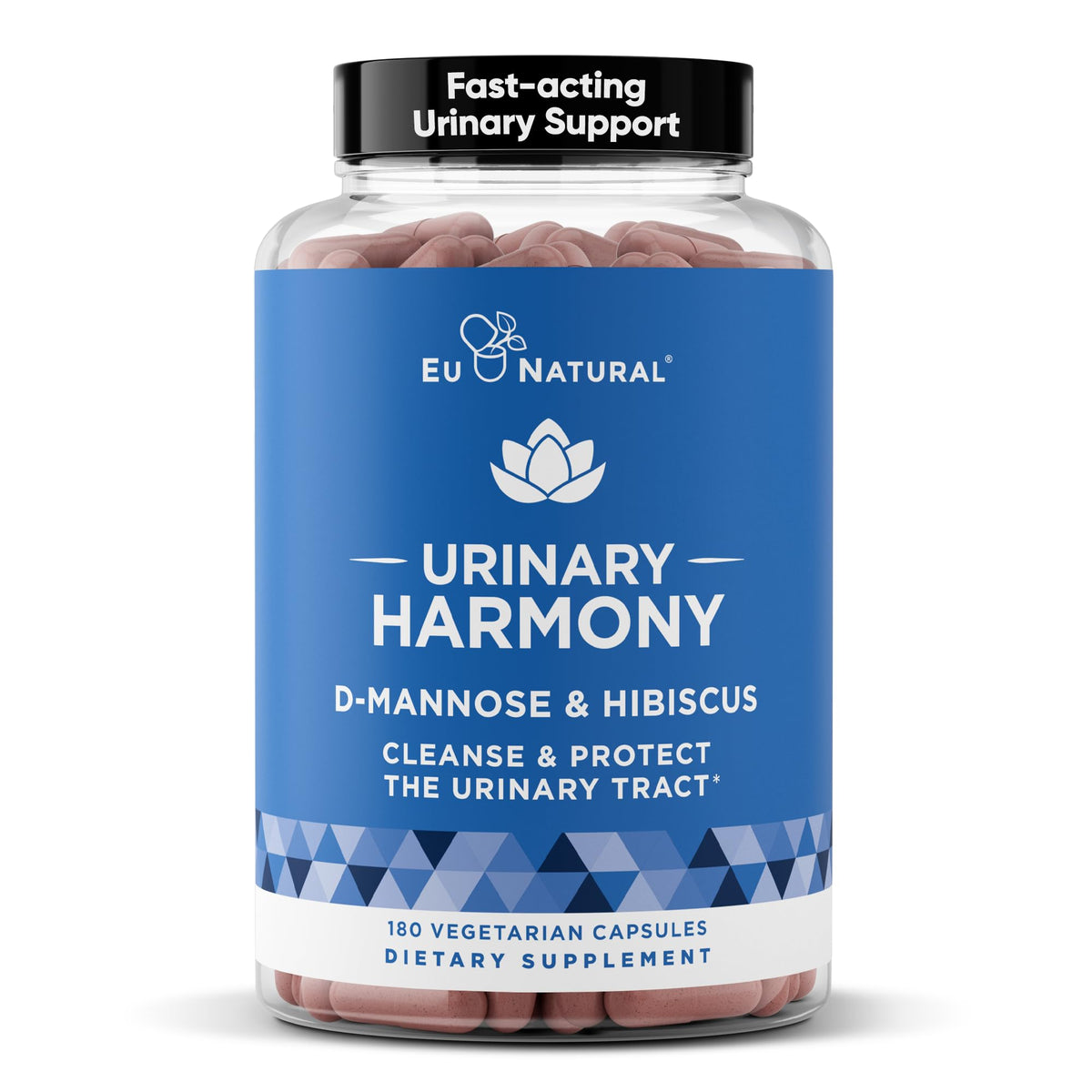 Eu Natural Urinary Harmony, bouteille et gélules faciles à prendre pour le soutien urinaire.