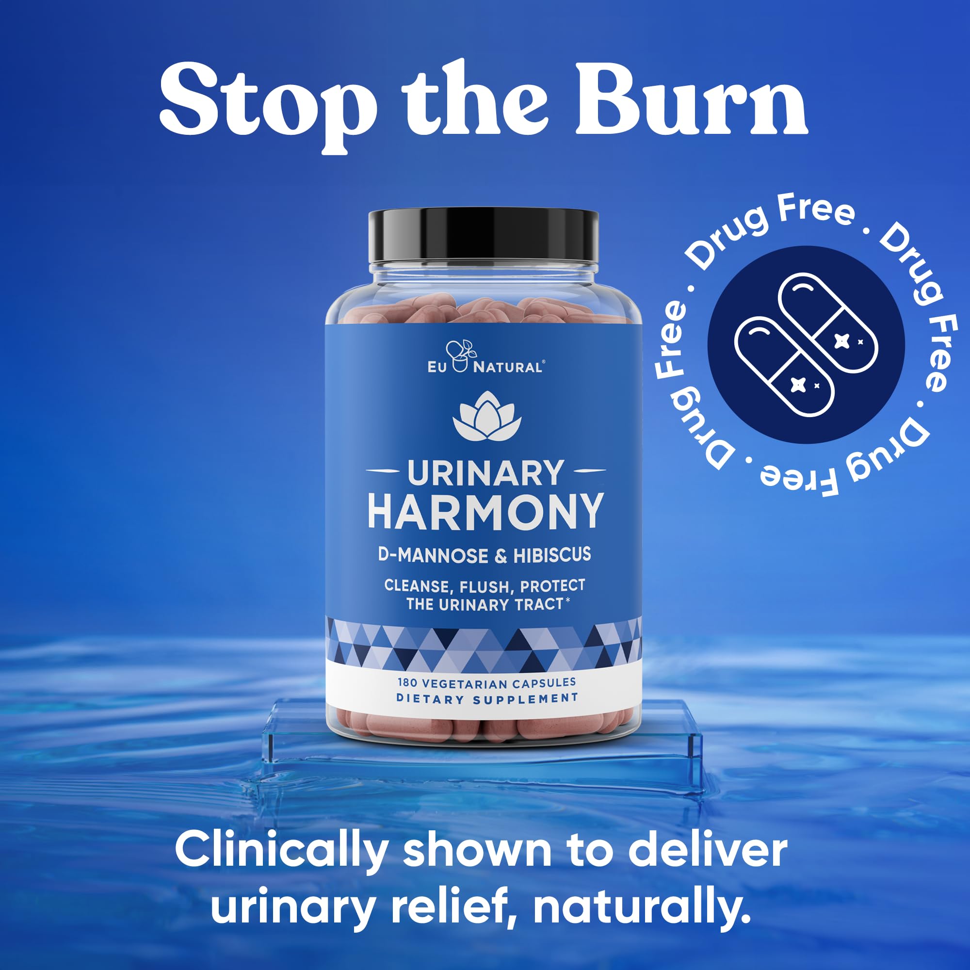 Eu Natural Urinary Harmony, gélules végétariennes pratiques pour l usage quotidien.