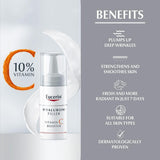 Eucerin Hyaluron-Filler Boosteur de vitamine C, application facile pour une base maquillage homogène.