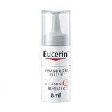 Eucerin Hyaluron-Filler Boosteur de vitamine C, flacon et texture légère pour un teint éclatant.