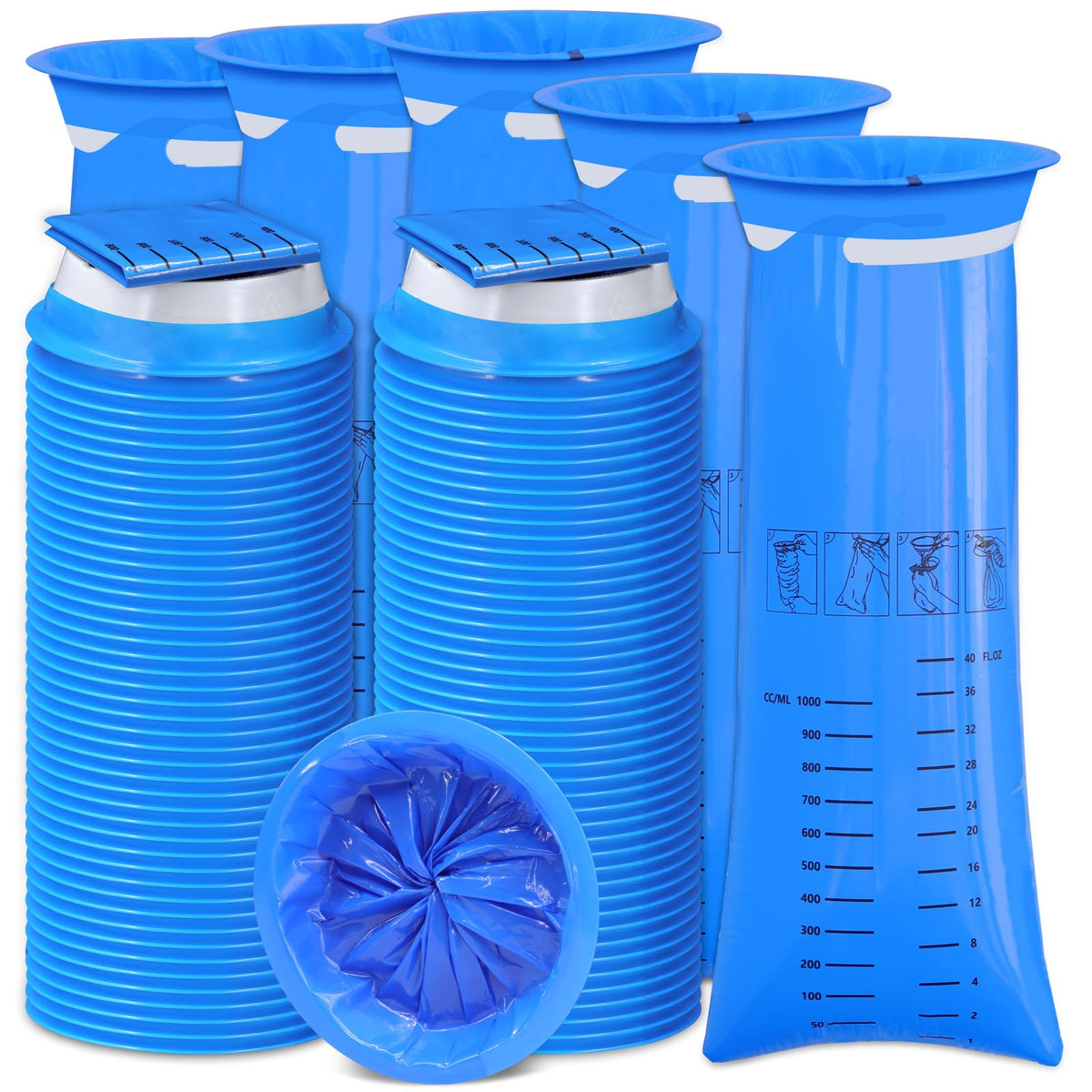 Sachet-vomi bleu EUKESTON 1000ml, pratique pour les trajets en voiture.