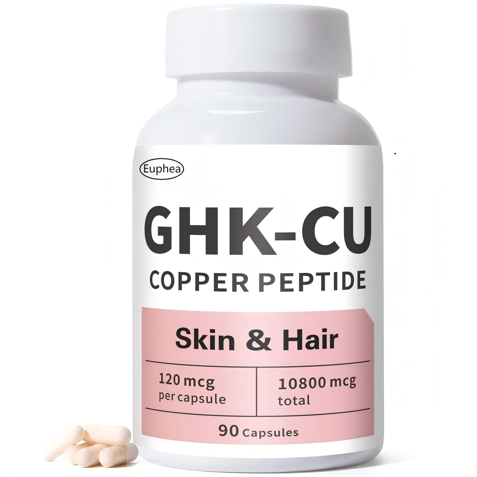 Euphea GHK-Cu: capsule dosée, prise quotidienne facile et précise.